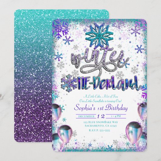 Winder One-derland Wonderland 1e verjaardagsfeest Kaart (Voorkant / Achterkant)