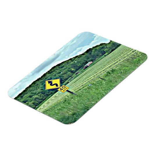 Winderige Curvy Road Sign Landschap Magneet (Linkerzijde)