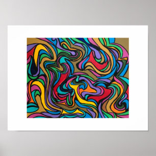 Winderige Dag-Abstract Acrylschilderij Poster
