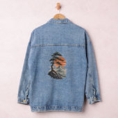 Winderige dennenberg-zonsondergang-landschap denim jacket (Hangar)