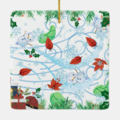 winderige kerst keramisch ornament (Achterkant)