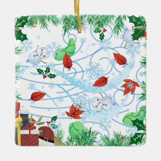 winderige kerst keramisch ornament (Voorkant)