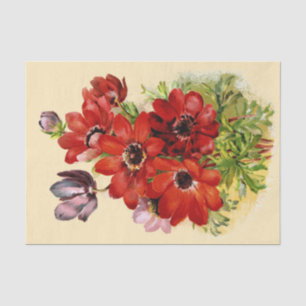 Windflower antique du papier de soie 1898 de soie