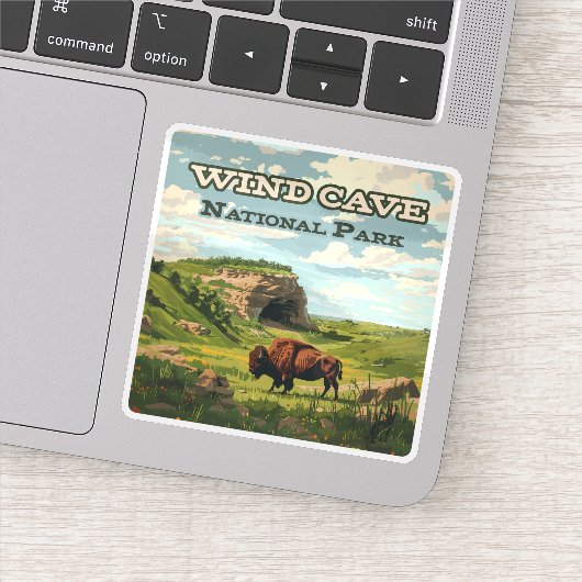 Windgrot Nationaal Park Bison South Dakota Sticker (Detail)