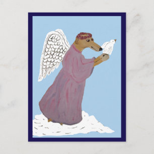 Windhond Engel met Witte Duif Briefkaart