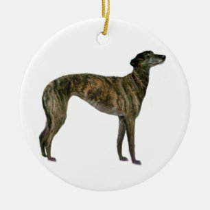 Windhond - gestreept (staand) keramisch ornament