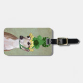 Windhond in Groene Gebreide Hoed Bagagelabel (Voorkant horizontaal)