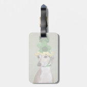 Windhond in Groene Gebreide Hoed Bagagelabel (Achterkant verticaal)