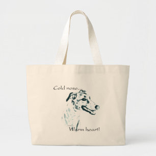 windhond koude neus warm hart grote tote bag