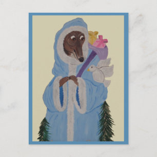 Windhond met witte duif briefkaart