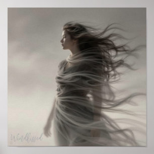 Windkissed - AI Fantasie Digitaal Kunstprint Poster