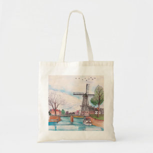 Windmill De Adriaan Haarlem Netherlands Waterverf Tote Bag