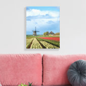 Windmill et tulipes paysage toile verticale (Insitu(Salon))
