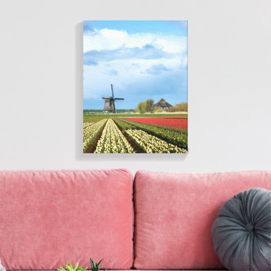 Windmill et tulipes paysage toile verticale (Insitu(Salon))