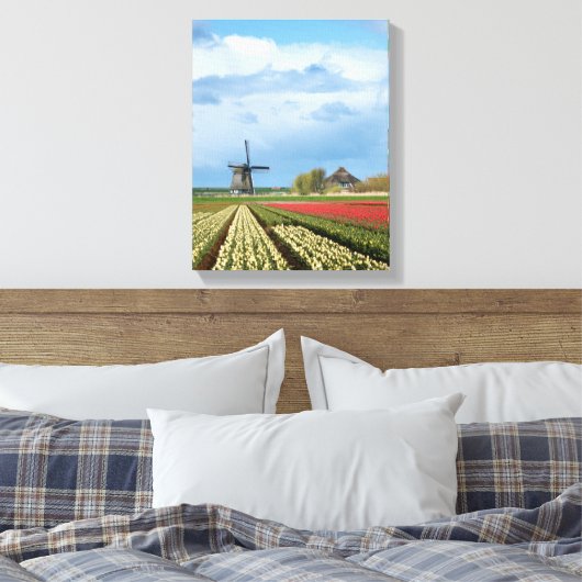 Windmill et tulipes paysage toile verticale (Insitu(Chambre))