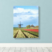Windmill et tulipes paysage toile verticale (Insitu (Plancher de Bois))