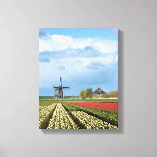 Windmill et tulipes paysage toile verticale (Recto)