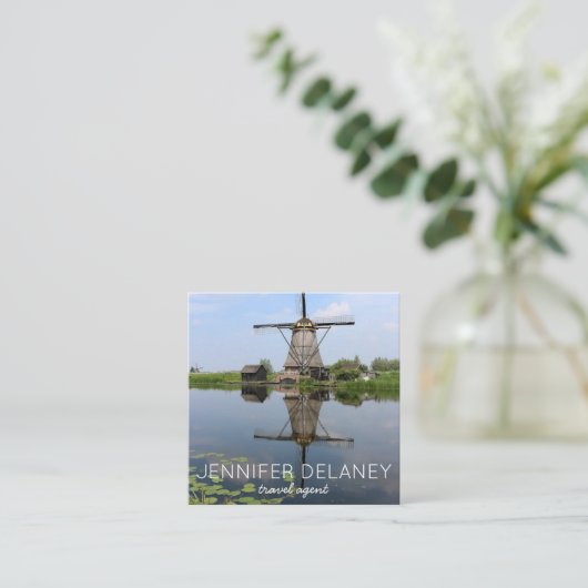 Windmill Holland Nederlands Europa Fototoerisme Vierkante Visitekaartje (Staand voorkant)