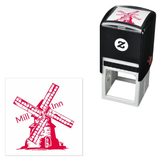 Windmill Personalize with your Logo and Text Zelfinktende Stempel (In situ)