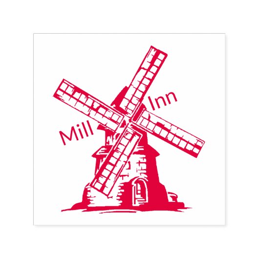 Windmill Personalize with your Logo and Text Zelfinktende Stempel (Design)