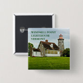 Windmill Point Lighthouse, Lake Champlain VT Speld Vierkante Button 5,1 Cm (Voorkant /achterkant)