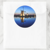 Windmills at Blue Hour round sticker (Sac)