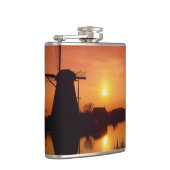 Windmills bij zonsondergang, Kinderdijk, Nederland Heupfles (Rechts)