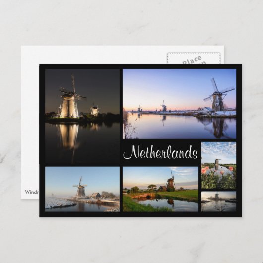 Windmills dans le Pays-Bas collage carte postale (Devant / Derrière)