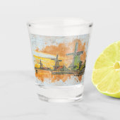 Windmills digitale kunst shot glas (Voorkant)