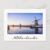 Windmills en hiver en Hollande carte postale texte (Devant)