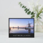 Windmills en hiver noir carte postale (Debout devant)