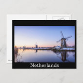 Windmills en hiver noir carte postale (Devant / Derrière)