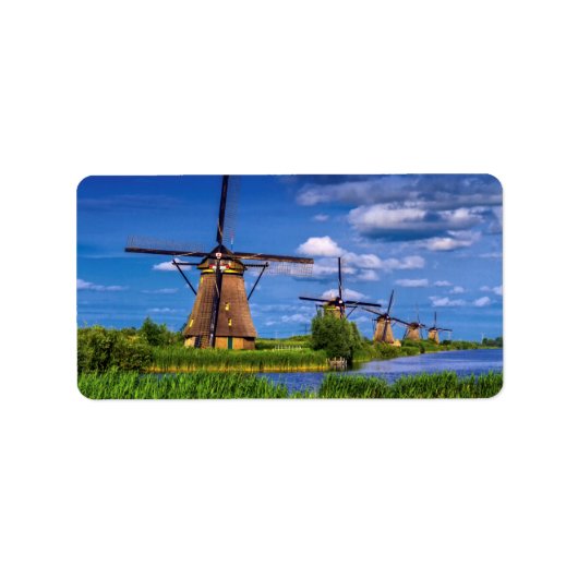 Windmills in Kinderdijk, Nederland Etiket (Voorkant)