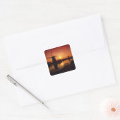 Windmills in sunset, Kinderdijk, Nederland Vierkante Sticker (Envelop)