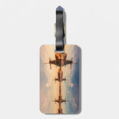 Windmills Kinderdijk Nederland gestileerd Bagagelabel (Achterkant verticaal)