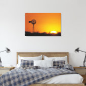 Windmolen bij zonsondergang, Sinton, Texas, VS Canvas Afdruk (Insitu (Slaapkamer))