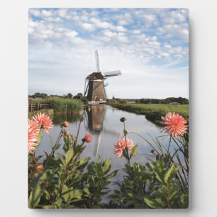 Windmolen en bloemen in Holland plaque Fotoplaat