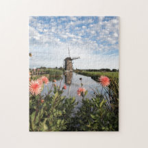 Windmolen en bloemen in Nederland