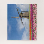 Windmolen en kleurrijke Tulpen Amsterdam Nederland Legpuzzel (Verticaal)