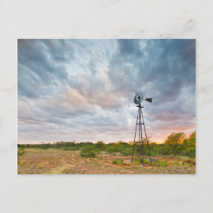 Windmolen en wolken bij zonsondergang briefkaart