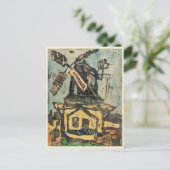 Windmolen Hand Gekleurde Houtsnede Graphic Briefkaart (Staand voorkant)