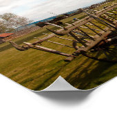 Windmolen in groen veld en witte wolken en blauwe  poster (Hoek)