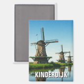 Windmolen in Kinderdijk Nederland Magneet (Voorkant / Achterkant)