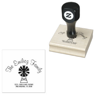 Windmolen met de hand getekend Naam Adres Stemp Rubberstempel