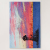 Windmolen met Winter Pink Sunrise Legpuzzel (Verticaal)