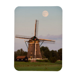Windmolen onder volle maan fotomagneet magneet