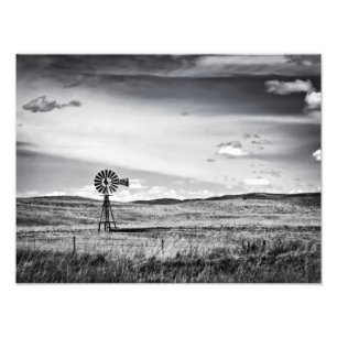 Windmolen op de Druk van de Kunst van Vlaktes Foto Afdruk
