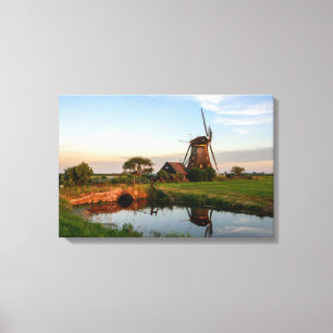Windmolen op het platteland in Holland canvas Afdruk