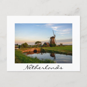Windmolen op het platteland van Holland witte kaar Briefkaart