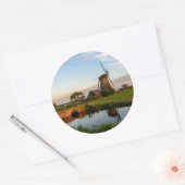 Windmolen op het platteland van Nederland rond de Ronde Sticker (Envelop)